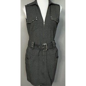 2b bebe Womens Dark Gray Sleeveless Belted Dress Size M Knee Length Pencil EUC